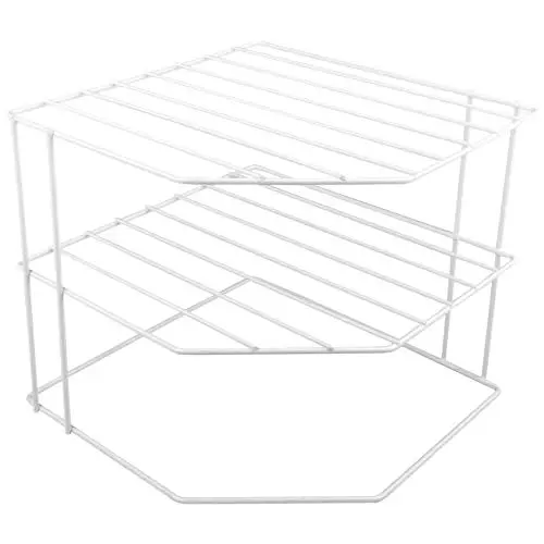 Produktbild: Brevanza eckregal stehend weiß, lagerregal Metall, Schrank Regal, aufbewahrungsregal küche, regaleinsatz für küchenschrank, Shelf Organizer, tellerständer schrankeinsatz, Teller aufbewahrung