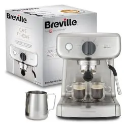 Produktbild: Breville Barista Mini Siebträgermaschine | Espressomaschine/Kaffeemaschine mit Milchaufschäumer | 2-l-Wasserbehälter | Italienische Pumpe mit 15 Bar | Edelstahl (VCF125X)