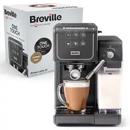 Produktbild: Breville Prima Latte III Siebträgermaschine | Vollautomatische Espressomaschine/Kaffeemaschine mit Milchaufschäumer & italienischer Pumpe mit 19 Bar | kompatibel mit ESE-Pads | Grau (VCF146X)
