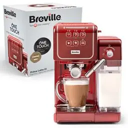 Produktbild: Breville Prima Latte III Siebträgermaschine | Vollautomatische Espressomaschine/Kaffeemaschine mit Milchaufschäumer & italienischer Pumpe mit 19 Bar | kompatibel mit ESE-Pads | Rot (VCF147X)