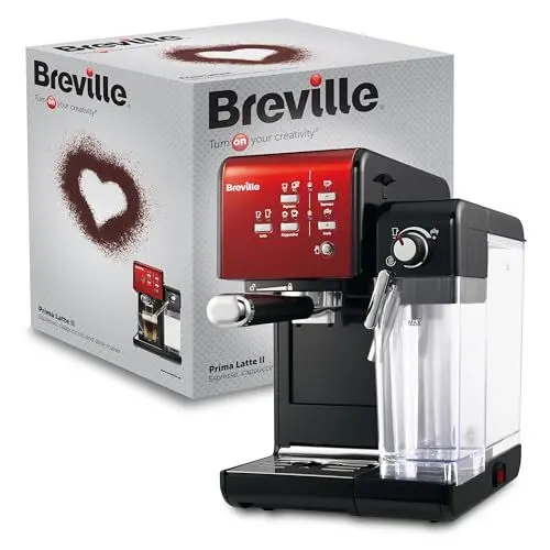 Produktbild: Breville Prima Latte II Espresso | Latte- und Cappuccino-Maschine | 15-bar-Profipumpe und Milchaufschäumer | Rot (VCF109X)