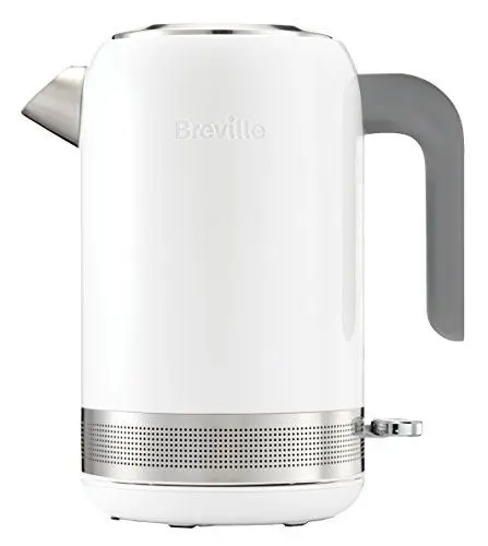 Produktbild: Breville elektrischer Wasserkocher | „High Gloss“-Kollektion | 3000 W für schnelles Erhitzen | 1,7 Liter Fassungsvermögen | Weiß mit Metallakzenten (VKJ944X)
