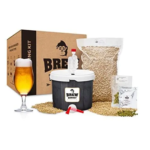 Produktbild: Brew Monkey® Bierbrauset Helles | Basic Set 5 Liter Bier | 6,4% Vol. | Bier Brauen Set | Männergeschenke | Bier Geschenke für Männer | Geburtstagsgeschenk für Männer | Geschenke für Papa
