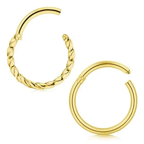 Produktbild: Briana Williams 2stk Nasenring Clicker Septum Nasenpiercing Edelstahl 8mm Segment Piercing Nase Lippe Ohr Ring