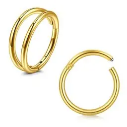 Produktbild: Briana Williams 2stk Piercing Helix Ring Chirurgenstahl 1.2mm Nasenpiercing Ring Dünn Nasenring 8mm Septum Clicker Segmentring Ohrring