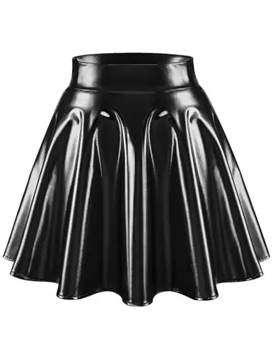 Produktbild: bridesmay Rock Damen Glitzer Metallischer Mini Faltenrock 2024 Pailletten Hohe Taille Röcke für Damen Schwarz L