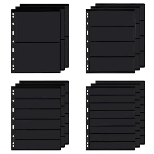 Produktbild: Briefmarken-Sammeleinlagen – Briefmarken-Sammelalbum, 12 Blatt mit 4 verschiedenen Größen für Briefmarken-Sammel-Ordner-Set IS01MX212
