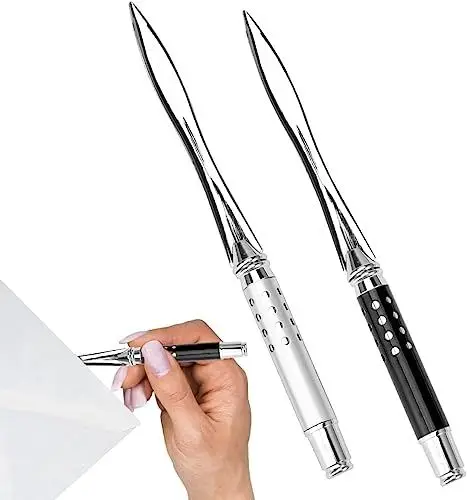 Produktbild: Brieföffner, 2 Stück letter opener 16cm Letter Opener aus Metall ，aus Metall robust Brieföffner für Desktop Haus Büro Schule, Büromaterial(Silber Schwarz)