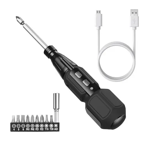 Produktbild: Brifit Akku schraubendreher mit 8 Bits, Elektrischer schraubendreher mit LED-Arbeitslicht, Elektro schraubendreher für Handwerk DIY, Computer, Laptop, Kreuzschlitz Flach Torx schraubendreher set