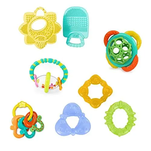 Produktbild: Bright Starts, Teeth Relief 8-Stück Geschenk-Set - BPA-frei Baby Beißringe, kühlende Zahnungsspielzeuge, Unisex, 3 Monate +