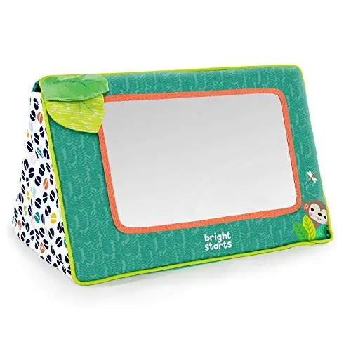 Produktbild: Bright Starts Baby Spiegel Spielzeug, Sit and See Safari Bodenspiegel Bauchzeit-Aktivitätsspielzeug, Neugeborene +