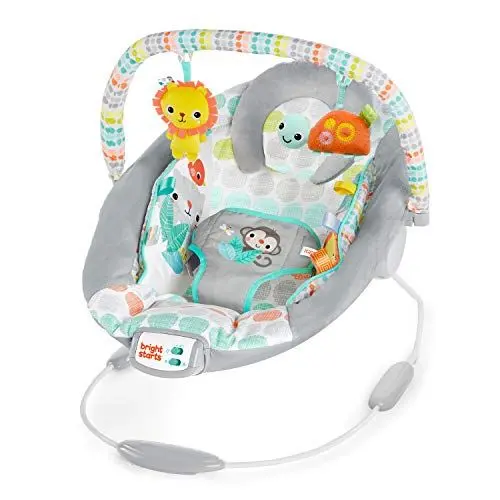 Produktbild: Bright Starts, Babywippe Babyschaukel mit beruhigenden Vibrationen, Babysitz, Musik, abnehmbarer Spielbügel, 0-6 Monate, bis zu 20 lbs (Whimsical Wild)