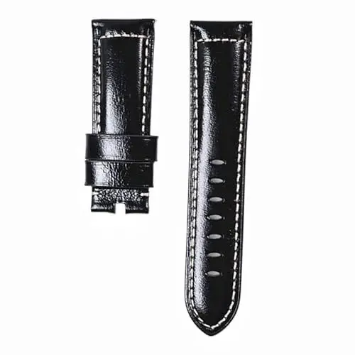 Produktbild: BrightBulb 24 mm Echtleder-Uhrenarmband, Ersatz-Uhrenarmband, weiches Armband für Pan-erai P/A/M-Schwarz