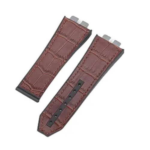 Produktbild: BrightBulb 28 mm männliches Leder-Uhrenarmband Schnellverschluss-Gummiarmband für Hub-Lot Big Bang 45 mm Tat-Too Generation 415-Braun