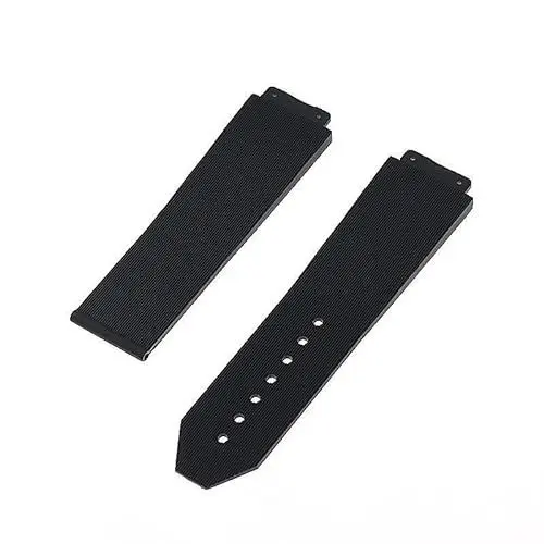 Produktbild: BrightBulb Schwarzes Vertikales Streifen-Silikonkautschukarmband Uhrenzubehör Gummi Uhrenarmband für HUB-Lot B-I-G B-A-N-G Classic Fu-sion-Serie- #4: 22 x 16mm