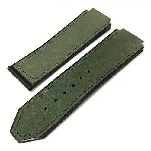 Produktbild: BrightBulb Uhrenzubehör Uhrenarmband aus mattem Leder Silikonarmband Herren Damen Uhrenarmband für HUB-Lot B-I-G B-A-N-G-Grün