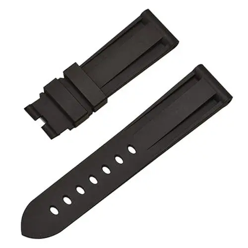Produktbild: BrightBulb Wasserdichtes Silikon Uhrenarmband Gummi Uhrenarmband Ersatzarmband für Pane-rai Sub-mer-sible Lu-mi-nor-Schwarz mit Schwarz Schnalle 22mm