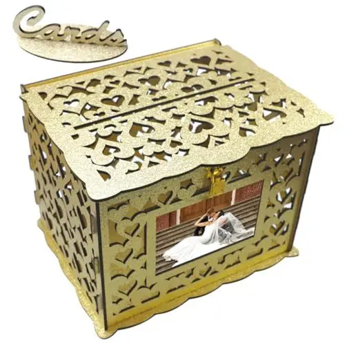Produktbild: BRIGHTFUFU Box Hochzeitskartenbox Aufbewahrungsbox Hohldesign für Jubiläumsgrußkarten