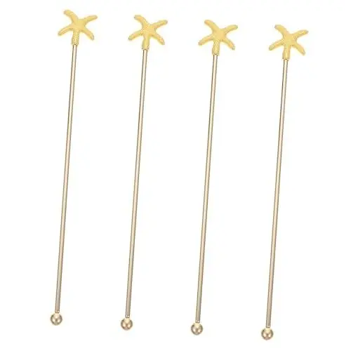 Produktbild: BRIGHTFUFU Cocktail Stick Set 4 Wiederverwendbare Drink Picks Edelstahl Rührer Mischen Stange Für Bar Café
