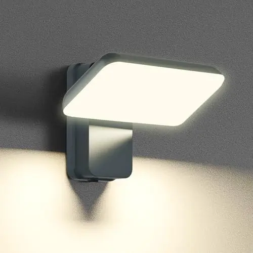 Produktbild: brightower Außenlampe, LED Wandleuchte Aussen, Wasserdicht IP65 aussenlampe wand, Wandleuchte Innen/Außen mit Schwenkbar LED Panel, Warmweiß 3000K Außenwandleuchte für Garten Terrasse (Anthrazit)