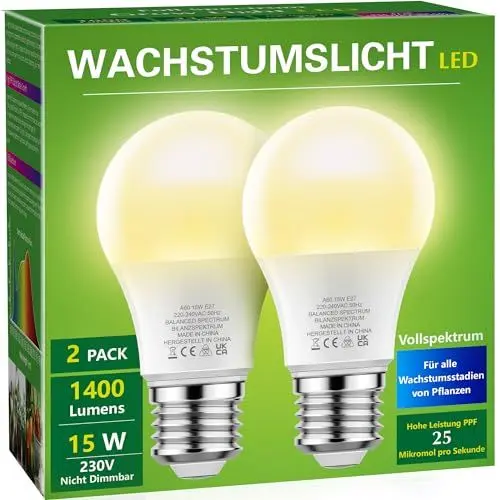 Produktbild: Briignite Die Glühbirne leuchtet. Eine Pflanzenlampe Pflanzen Lampe Wachstumslampe mit vollem Spektrum Pflanzenlampe E27 Sockel, 12W Wachstumslampe, Wachstumslicht für Zimmerpflanzen