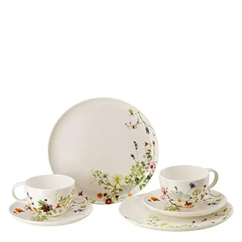 Produktbild: Rosenthal Brillance Grand Air, Set 6-tlg., Bone China, Mehrfarbig, Kombi-Obertasse Ø 8,7 cm, 0,3 l, Untertasse Ø 14,5 cm d Speiseteller Ø 27,2 cm, Spülmaschinenfest, Mikrowellengeeignet