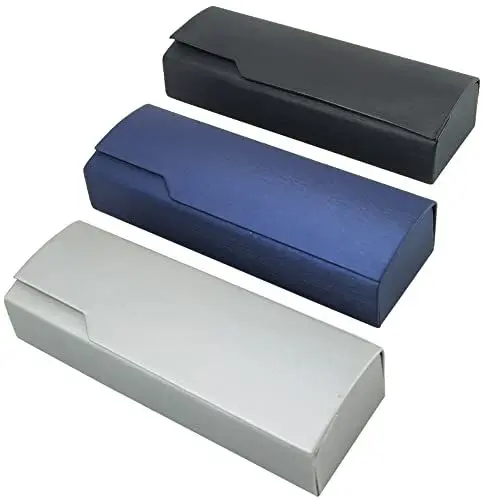 Produktbild: Hardcase Brillenetui Box, 3 Stück Tragbar Mit Magnetverschluss - Hartschalen Leder Etui für Die Meisten Brillen und Sonnenbrillen, Geeignet für Männer und Frauen