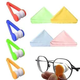 Produktbild: Brillenreinigungsbürste,KEUGT 4 pcs Mini Tragbare Brillenreiniger,Reinigungsbürste,Mini-Gläser Weiche Bürsten-Reinigungs-Clip,Reinigungswerkzeug Mikrofaser-Brillenbürsten-Reinigungsclip für Reisen