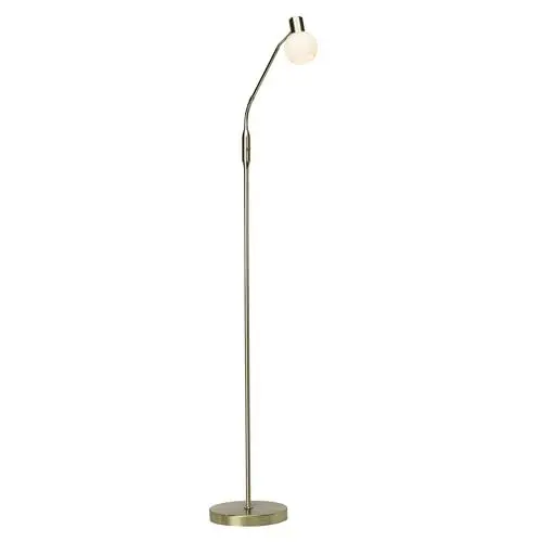 Produktbild: BRILLIANT Lampe Philo LED Standleuchte 1flg messing gebürstet/weiß | 1x LED-D45, E14, 4W LED-Tropfenlampe inklusive, (450lm, 2700K) | Mit Kippschalter