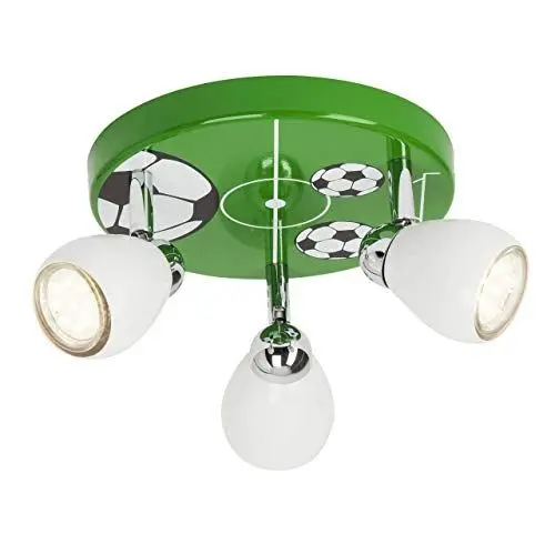 Produktbild: BRILLIANT Lampe Soccer LED Spotrondell 3flg weiß/grün-schwarz-weiß | 3x LED-PAR51, GU10, 3W LED-Reflektorlampen inklusive, (250lm, 3000K) | Köpfe schwenkbar