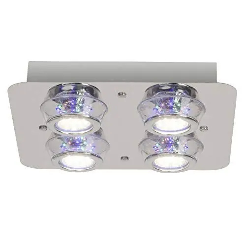 Produktbild: Brilliant Kelly LED Deckenleuchte 4 flg Fernbedienung RGB Farbwechsel chrom Party 1000 Lumen, 4x GU10 3W LED-Reflektorlampen inklusive