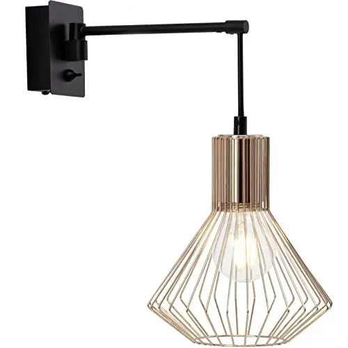 Produktbild: Brilliant Wandlampe im Neo Stil - schwenkbare Wandleuchte mit Kippschalter und schwenkbarem Kopf aus Metall,in schwarz/kupfer - 32cm hoch 18cm breit, 21090Z76