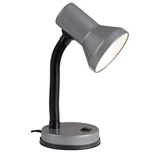 Produktbild: Brilliant Tischlampe mit Flexarm in grau - Tischleuchte mit eintsellbarem Kopf - einfaches Ein - und ausschalten durch Kippschalter - Mit E27-Fassung, für LED-Leuchtmittel geeignet (wechselbar)