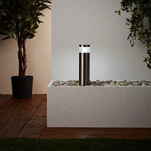 Produktbild: Brilliant spritzwassergeschützte LED Außenlampe - Sockelleuchte für den Außenbereich & Garten - gefertigt aus rostfreiem Edelstahl - mit 4W & kaltweißer Lichtfarbe (6500 Kelvin) und IP44-30cm Höhe