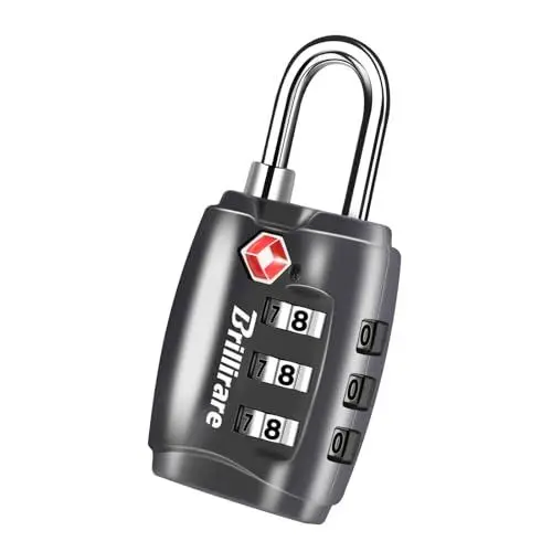 Produktbild: Brillirare TSA Genehmigte Vorhängeschloss, Zinklegierung Reise Kombinations Kofferschloss, 3 Stellig Gepäckschlösser Sicherheitsschloss Metall für Koffer, Rucksäcke, Turnschrank, Zaun, Tor-Grau