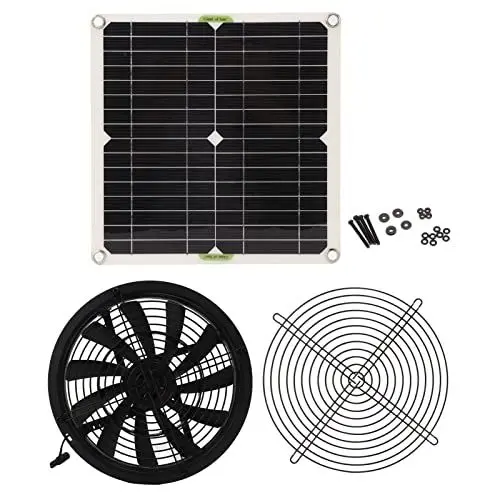 Produktbild: Brilluxa Solarpanel-Lüfter, 25,4 cm Durchmesser, rundes Ventilatorgehäuse, 100 W, für Wohnmobil, Yacht, Gewächshäuser, Badezimmer, wasserdichter Solar-Abluftventilator für Hühnerstall
