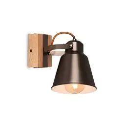 Produktbild: BRILONER Leuchten Wandlampe retro mit Holz, 1-flammige Wandleuchte vintage, E27 Fassung max. 40 Watt, verstellbarer Lampenschirm, rustikaler Wandspot 2406-014 Antik-grau