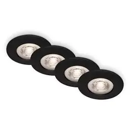 Produktbild: BRILONER Leuchten - 4er Set Einbauleuchten Decke, Dimmbar, LED Einbaulampen ultraflach, Einbaustrahler Bad, Badeinbaustrahler IP44, Schwarz-Matt, 90x25 mm (DxH)