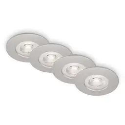 Produktbild: BRILONER Leuchten - 4er Set Einbauleuchten Decke LED, Einbaulampen ultraflach, Einbaustrahler Bad, Badeinbaustrahler IP44, Chrom-Matt, 90x25 mm (DxH), 7998-044