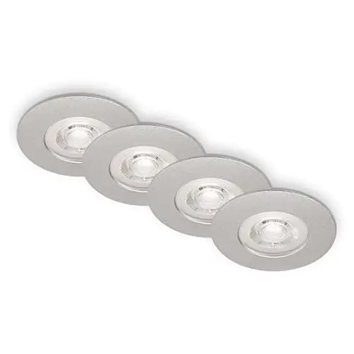 Produktbild: BRILONER Leuchten - 4er Set Einbauleuchten Decke LED, Einbaulampen ultraflach, Einbaustrahler Bad, Badeinbaustrahler IP44, Chrom-Matt, 90x25 mm (DxH), 7998-044