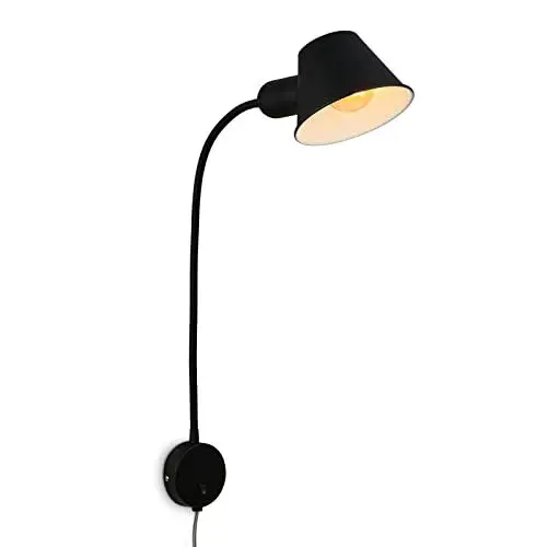 Produktbild: BRILONER Leuchten - Bettleuchte flexibel, Bettlampe verstellbar, Kippschalter, 1x E27 Fassung max. 10 Watt, inkl. Kabel, Schwarz, 55 cm, 2089-015