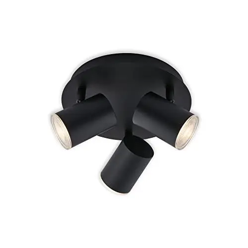 Produktbild: BRILONER Leuchten - Deckenspot, Badleuchte, Badlampe, Deckenleuchte, Strahler dreh- und schwenkbar, 3x LED/GU10, IP44, Schwarz, 210x112mm (DxH) 2731-035