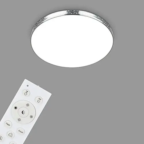 Produktbild: BRILONER Leuchten - LED Bad Deckenleuchte Glitzereffekt, RGB Badlampe, IP44 LED Badezimmerlampe, Farbtemperatur einstellbar, Chrom, 355x65 mm (DxH), 3679-018