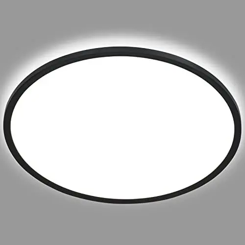 Produktbild: BRILONER - LED Deckenlampe mit indirektem Licht, flach, neutralweiße Lichtfarbe, Lampe, Deckenleuchte, Wohnzimmerlampe, LED Panel, Küchenlampe, Deckenbeleuchtung, 48x3 cm, Schwarz