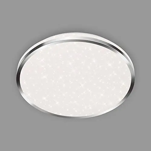 Produktbild: BRILONER Leuchten - LED Deckenleuchte, Badleuchte, Badlampe inkl. Sternendekor, IP44, 12 Watt, 1.200 Lumen, 4.000 Kelvin, Chrom-Weiß, 280x70mm (DxH)