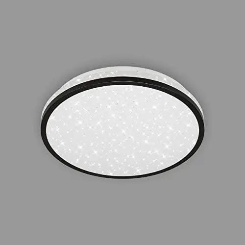 Produktbild: BRILONER Leuchten - LED Deckenleuchte, Badleuchte, Badlampe inkl. Sternendekor, IP44, 12 Watt, 1.200 Lumen, 4.000 Kelvin, Weiß-Schwarz, 280x70mm (DxH), 3403-015