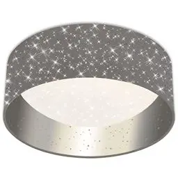 Produktbild: BRILONER Leuchten - LED Deckenleuchte, Stoff-Deckenleuchte, Stoffleuchte inkl. Sterneneffekt, 12 Watt, 1.200 Lumen, 4.000 Kelvin, Grau-Silber, Ø32cm