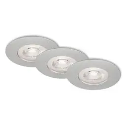 Produktbild: BRILONER Leuchten - LED Einbauleuchten, 3er Set, Deckenlampen dimmbar, je 5 Watt, je 460 Lumen, 3.000 Kelvin, IP44, Chrom-Matt, 90x25mm (DxH), 7047-034