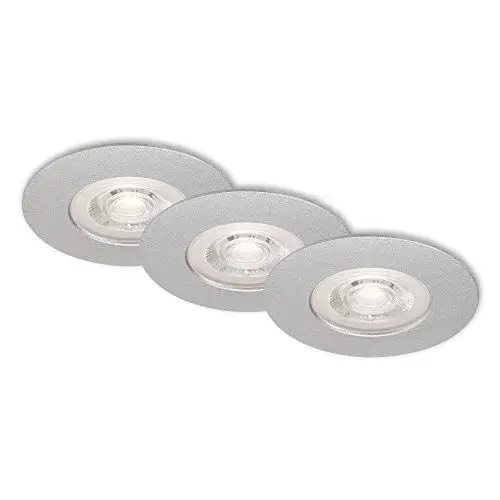 Produktbild: BRILONER Leuchten - LED Einbauleuchten, 3er Set, Deckenlampen dimmbar, je 5 Watt, je 460 Lumen, 3.000 Kelvin, IP44, Chrom-Matt, 90x25mm (DxH), 7047-034