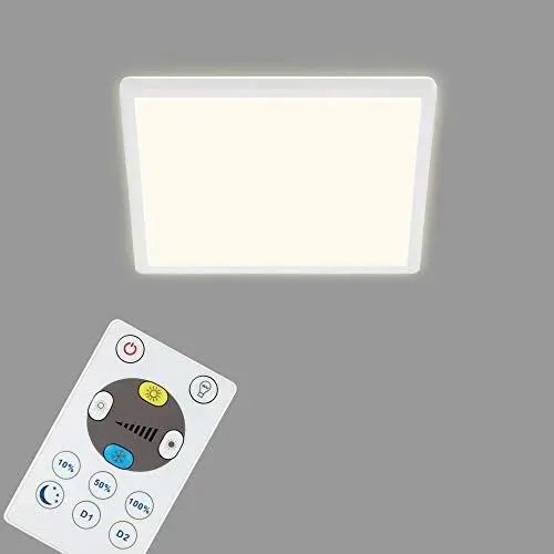 Produktbild: BRILONER - LED Deckenlampe flach mit Fernbedienung, indirektes Licht, einstellbar von warmweiß bis kaltweiß, Lampe, Deckenleuchte, Wohnzimmerlampe, LED Panel, Küchenlampe, 29,3x29,3x2,8 cm, Weiß
